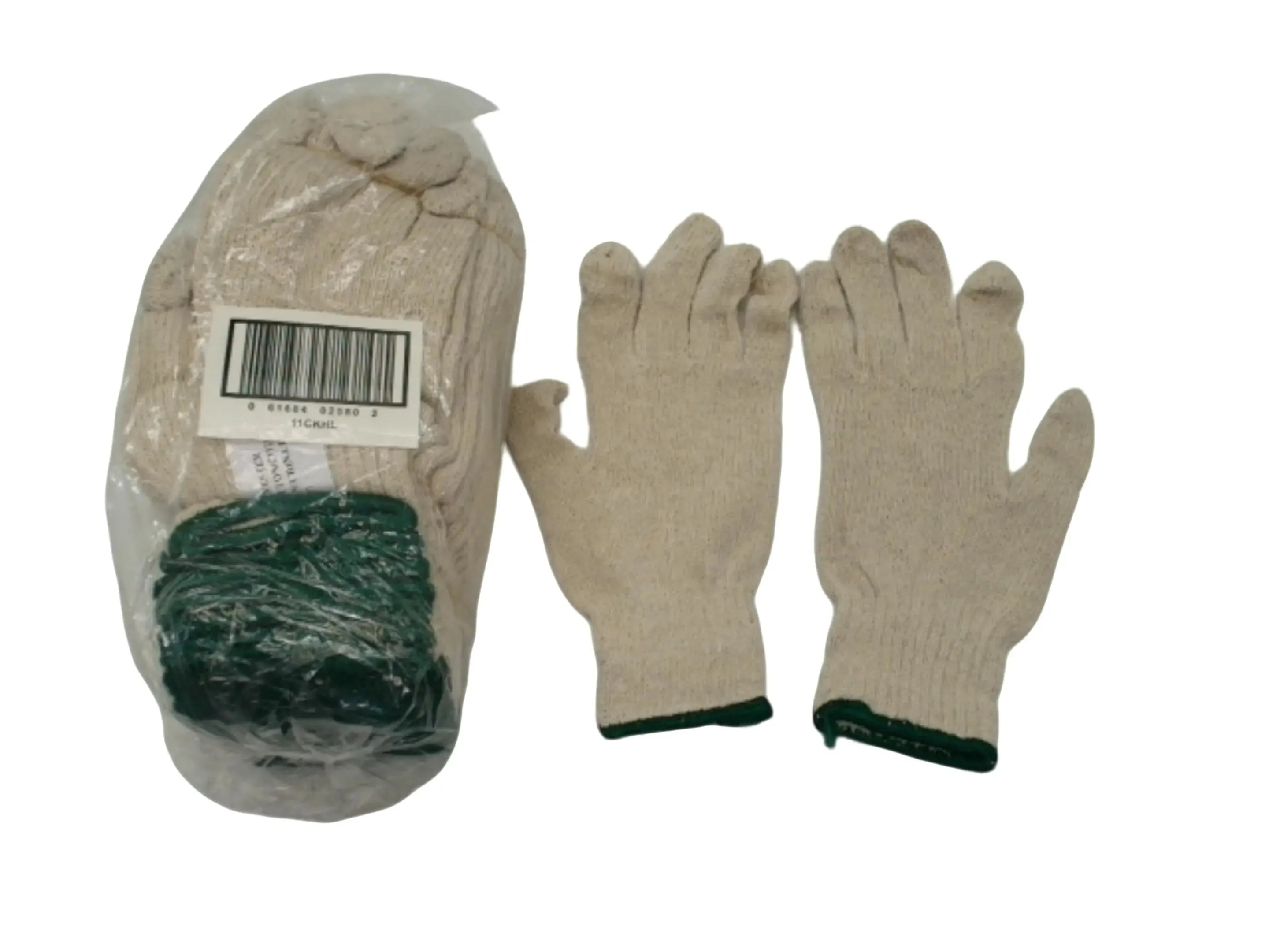 12-Pack Cotton String Knit Work Gloves - Natural White