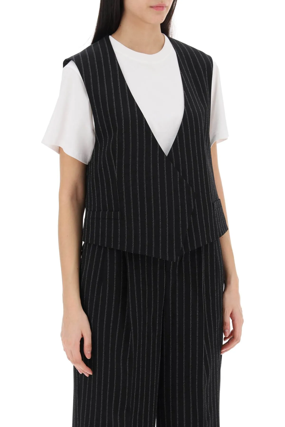 Ami paris virgin wool pinstripe waistcoat