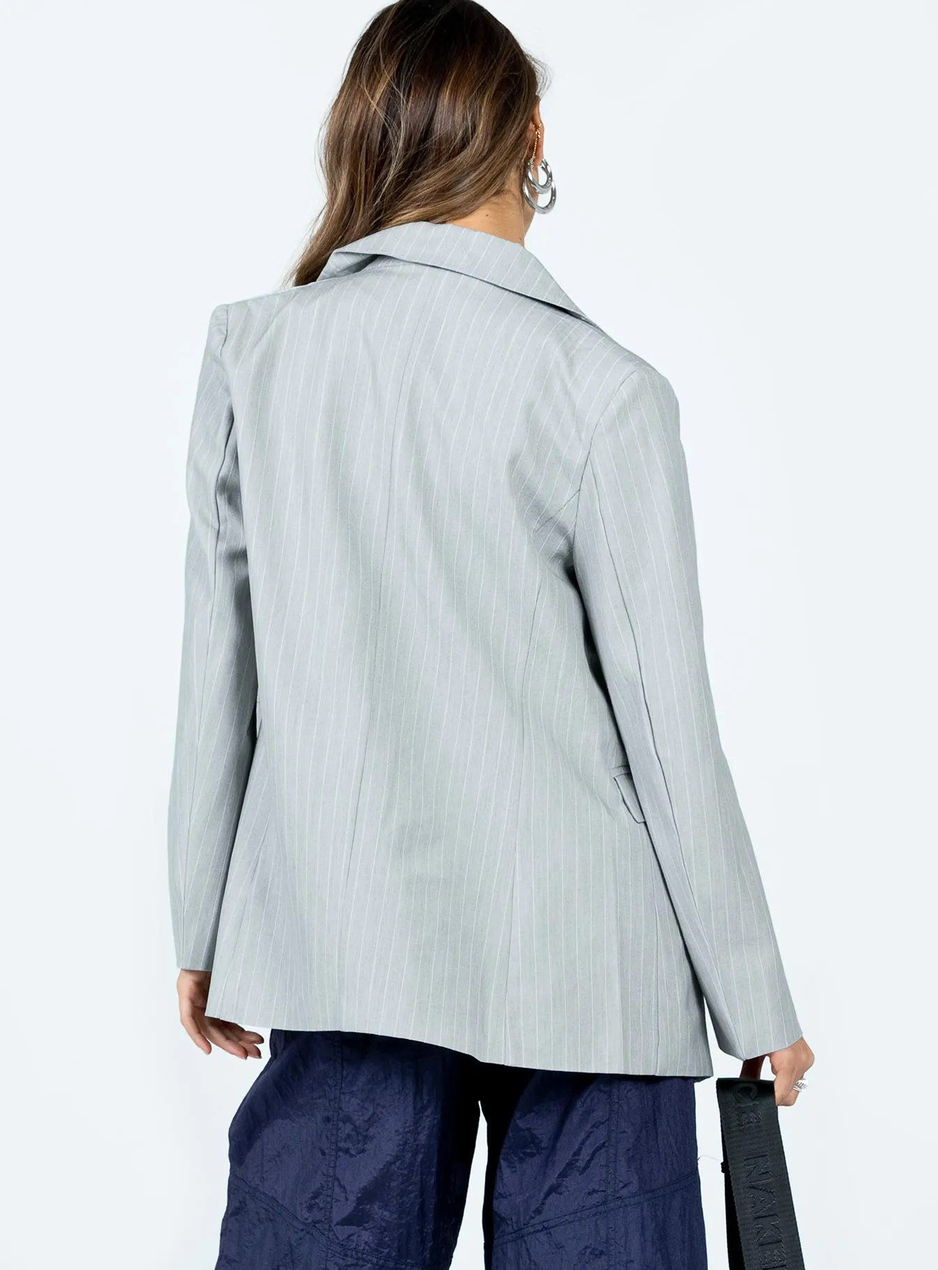 Benti Blazer Grey Pinstripe