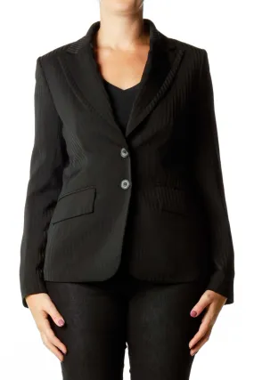 Black Pinstripe Satin Blazer