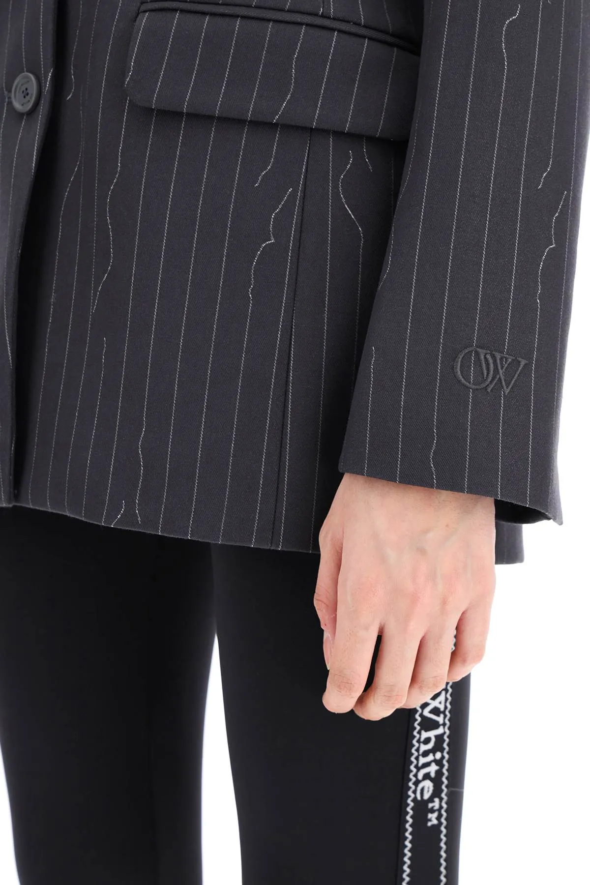 broken pinstripe pattern jacket with