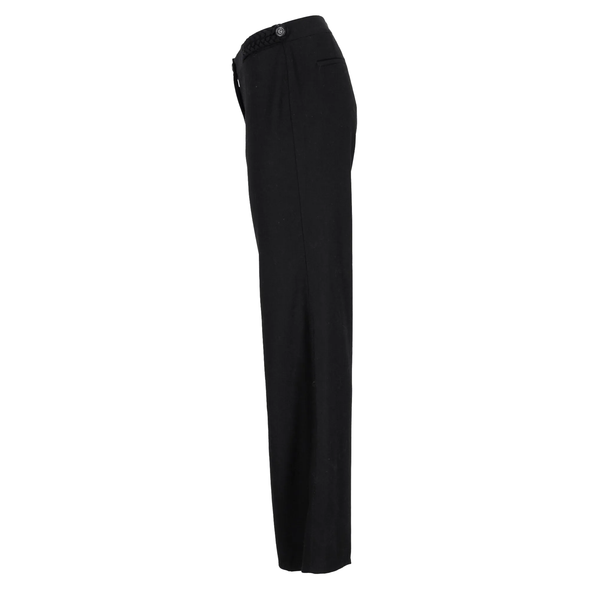 Burberry High-Waisted Bell Pants in Black Wool