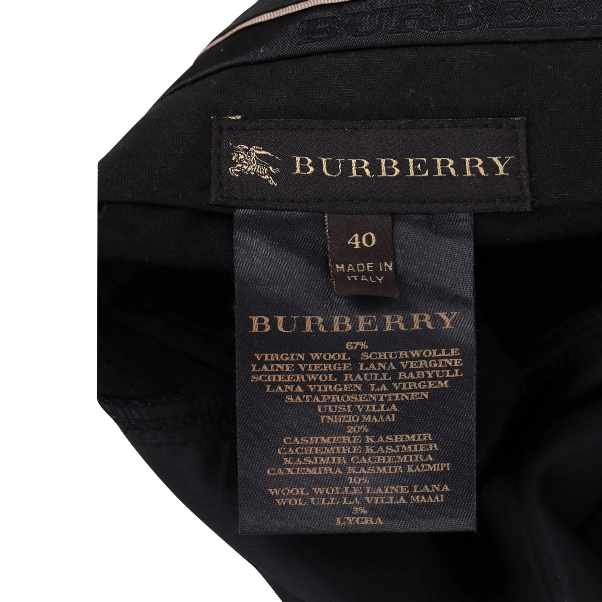 Burberry High-Waisted Bell Pants in Black Wool