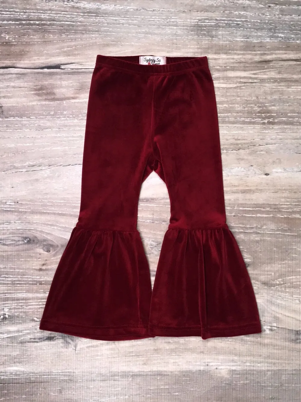 Burgundy Girls Velvet Bell Bottoms