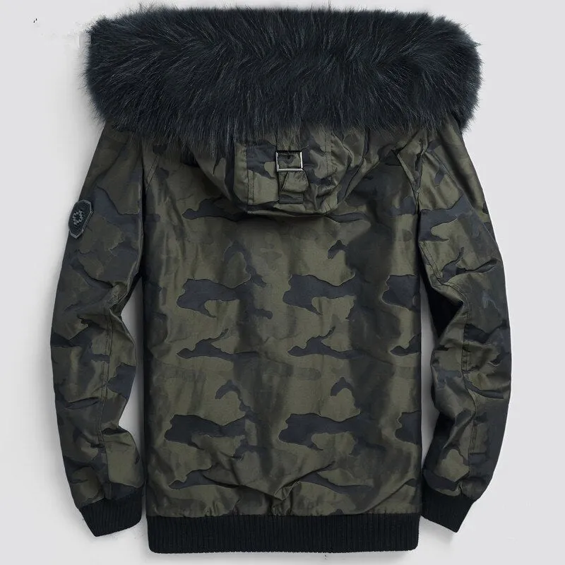 Camo Real Rabbit Fur Liner Fox Fur Parkas Coat