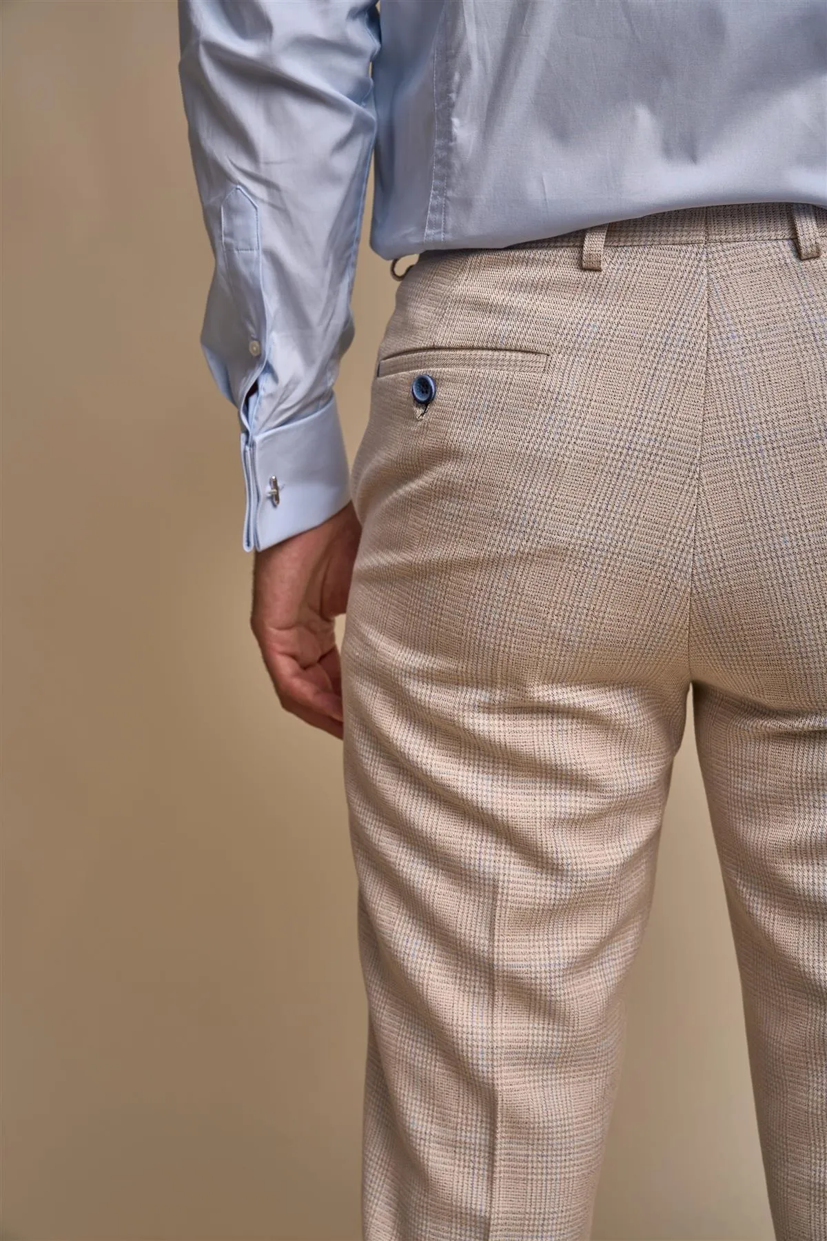 Caridi Beige Check Trousers