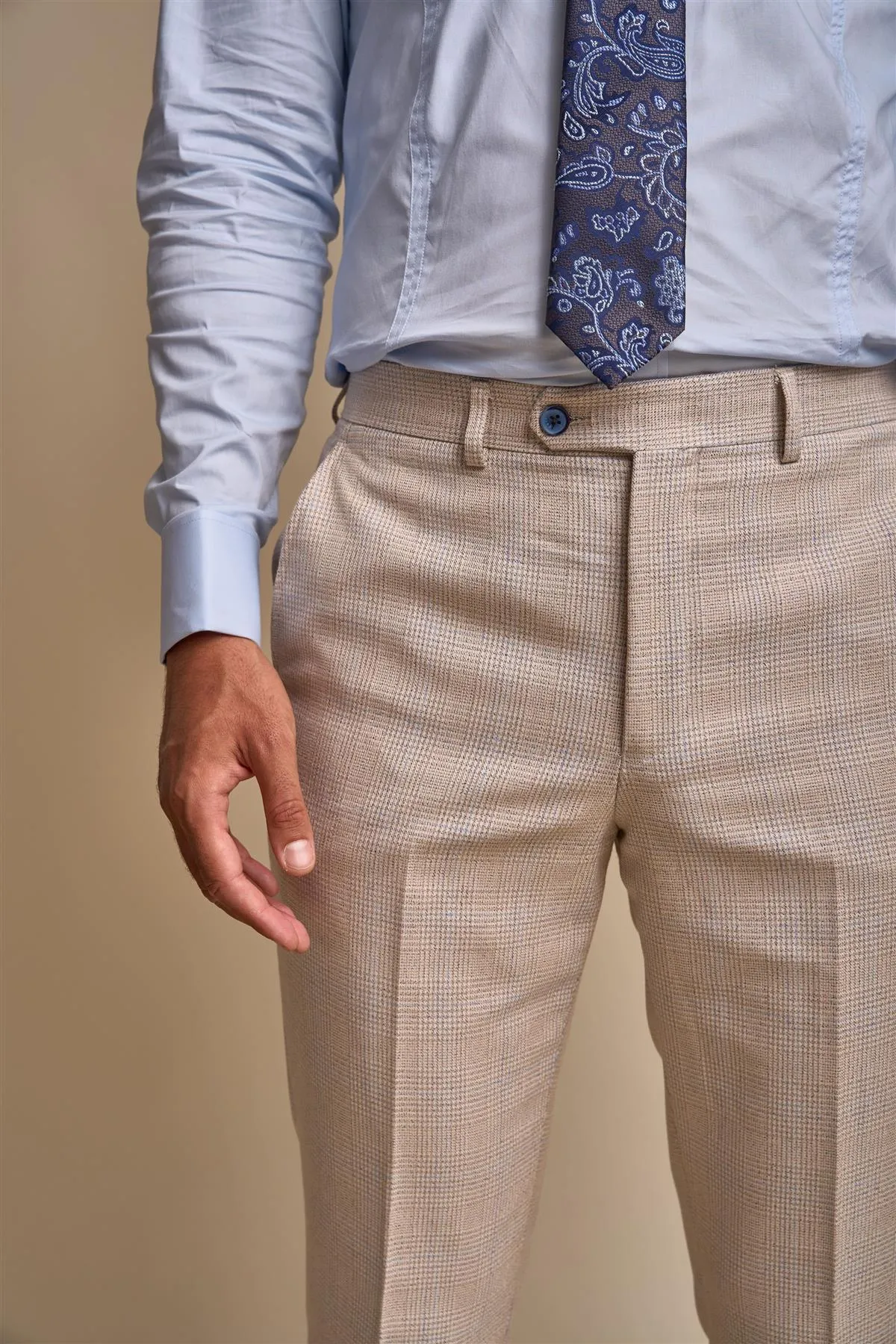 Caridi Beige Check Trousers