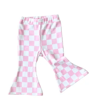 Checkered Flare Pants / Pink