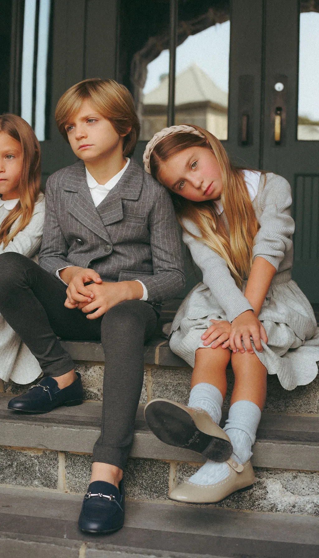 Coco Blanc Grey Pinstripe Boys Blazer