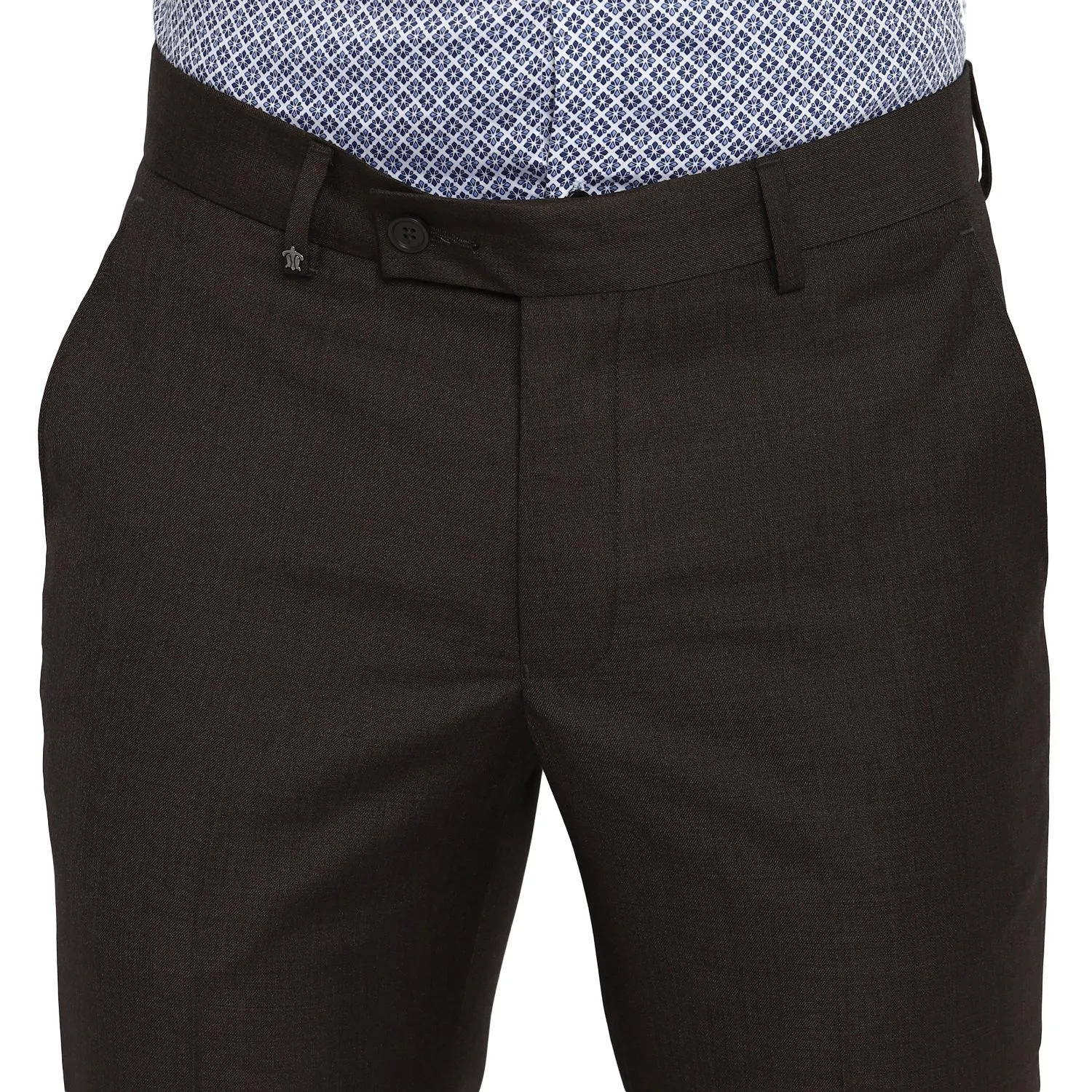 Dark Grey Solid Slim Fit Trouser