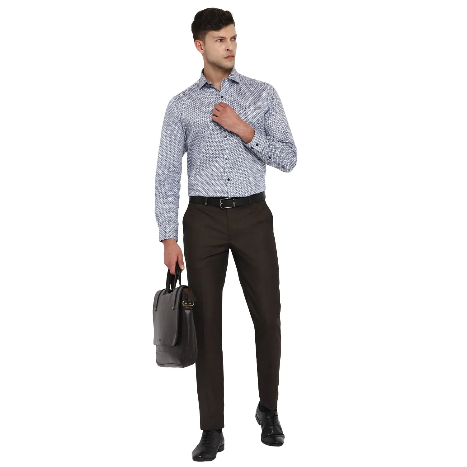 Dark Grey Solid Slim Fit Trouser