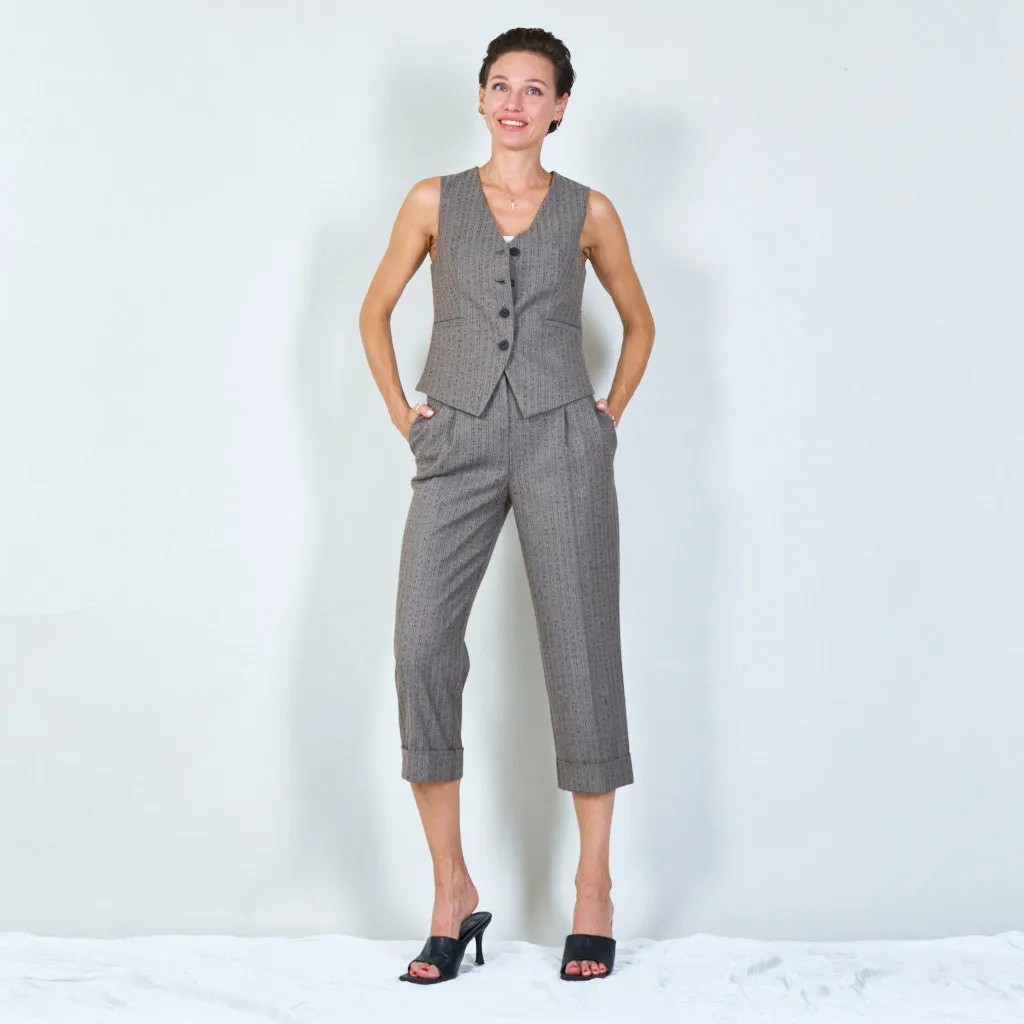 Elegant pinstripe vest with button detail wholesale