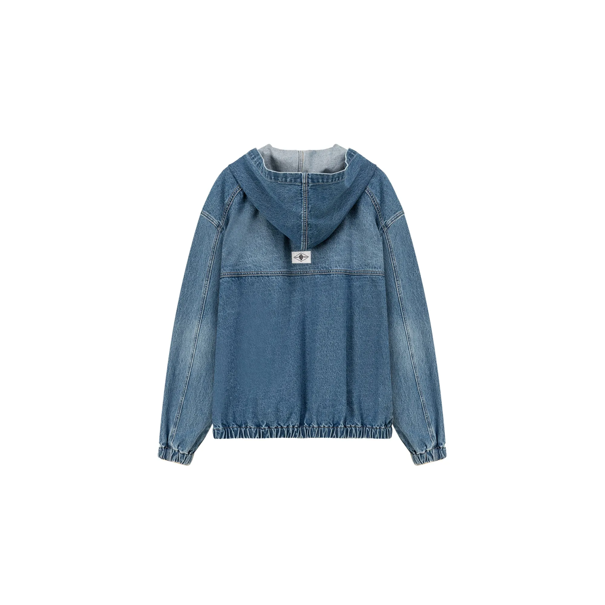 Embroidered Letter Denim Hooded Jacket