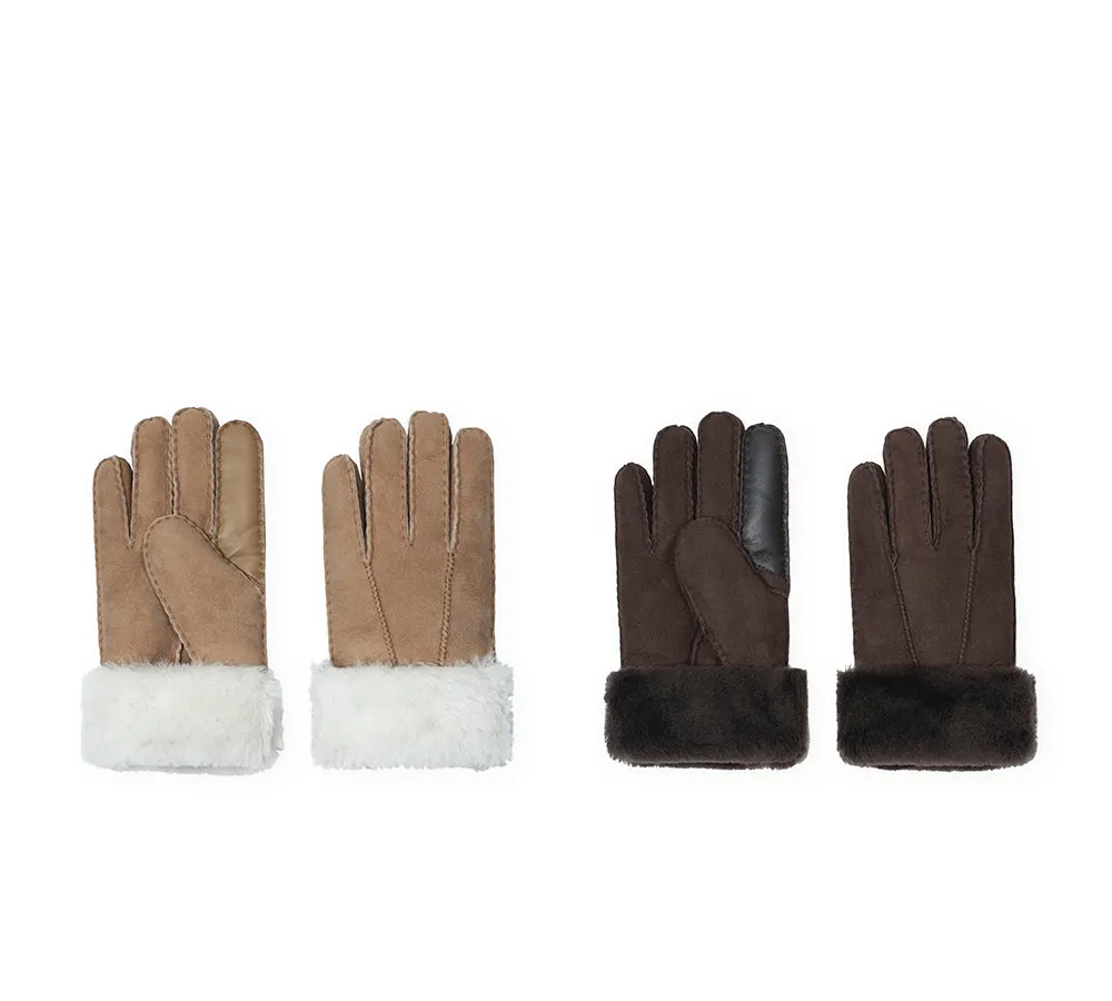 EVERAU® Fluffy Sheepskin Wool Adjustable Strap Buckle Gloves Shea