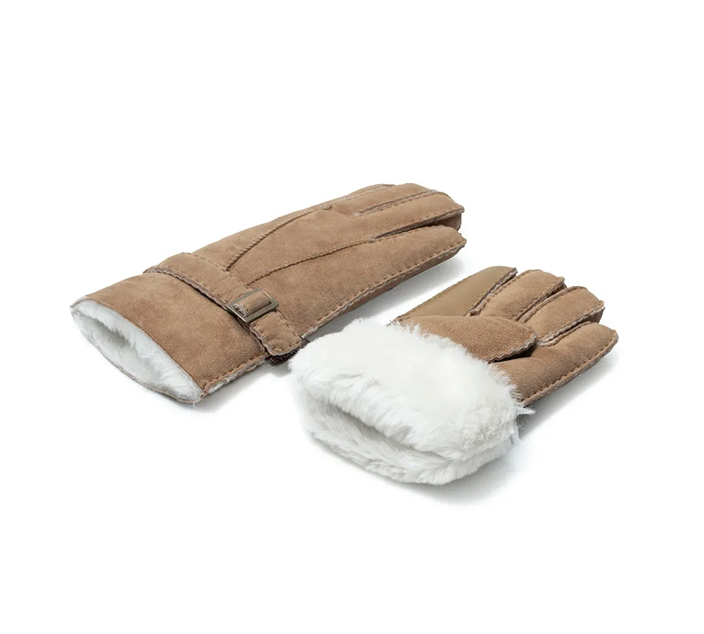 EVERAU® Fluffy Sheepskin Wool Adjustable Strap Buckle Gloves Shea