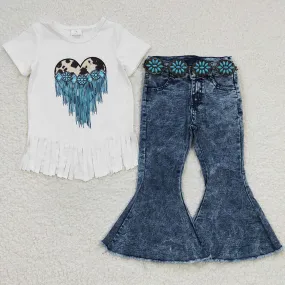 Fashion Girls Clothes Denim Bell Pants Set GSPO0535