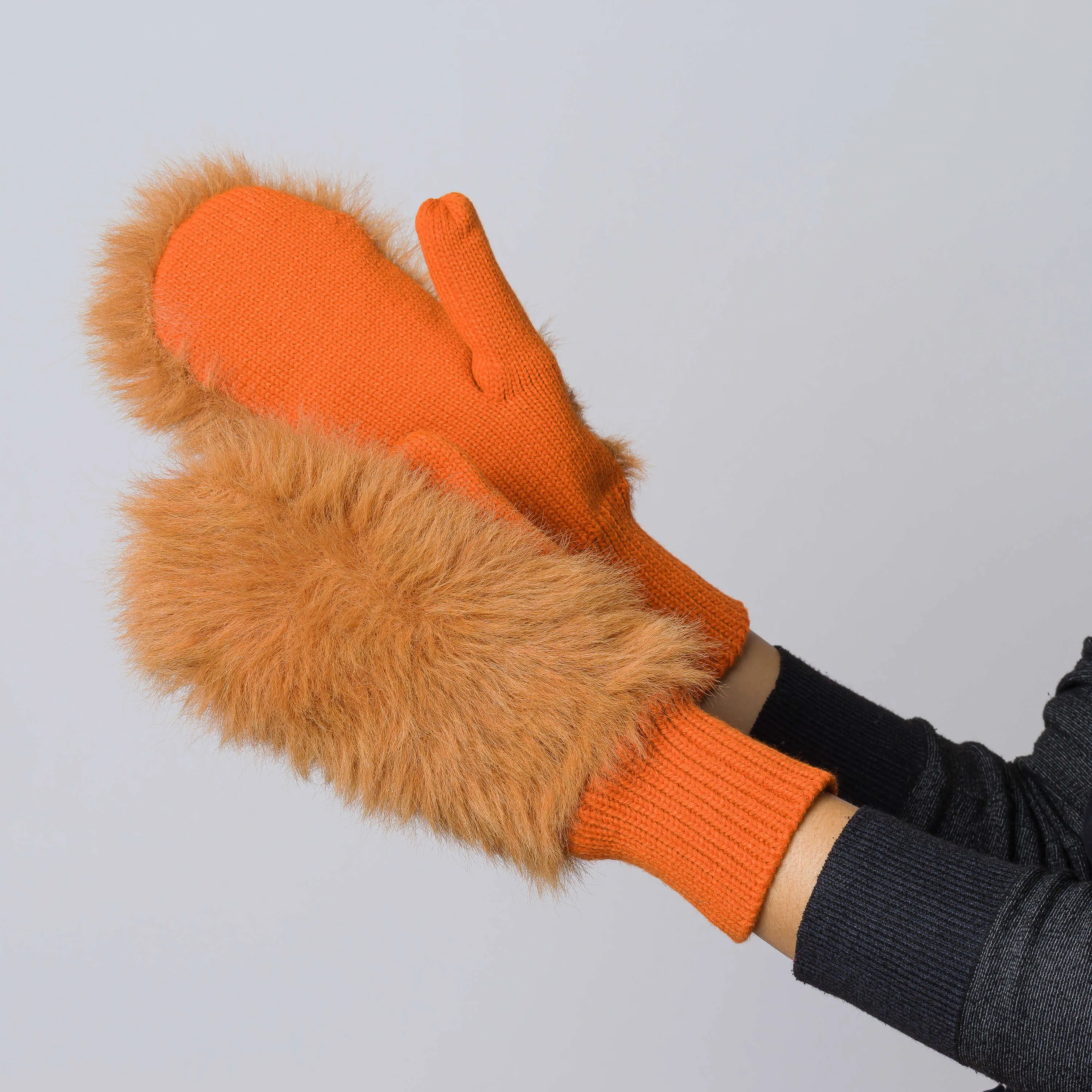 Faux Fur Knit Mittens