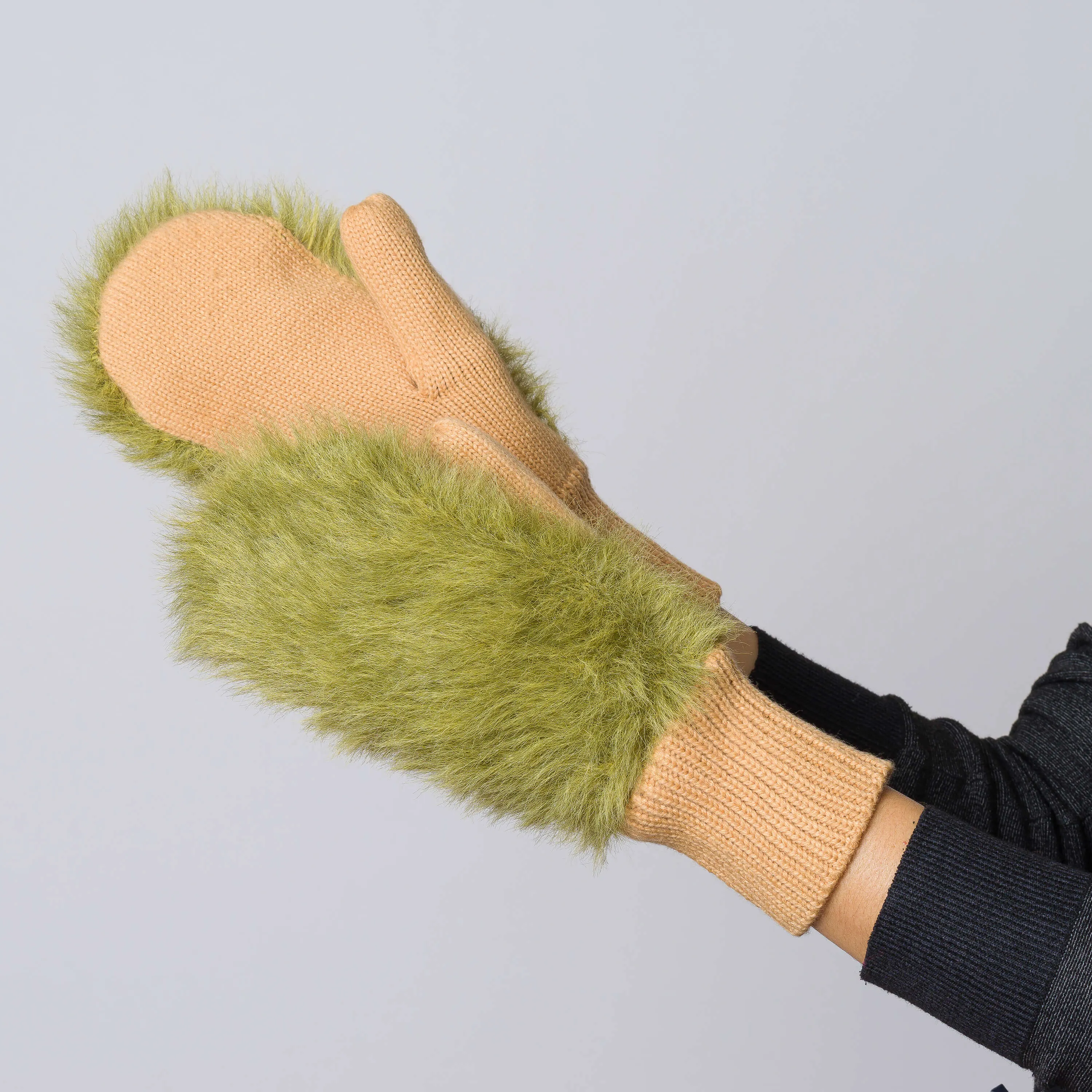 Faux Fur Knit Mittens