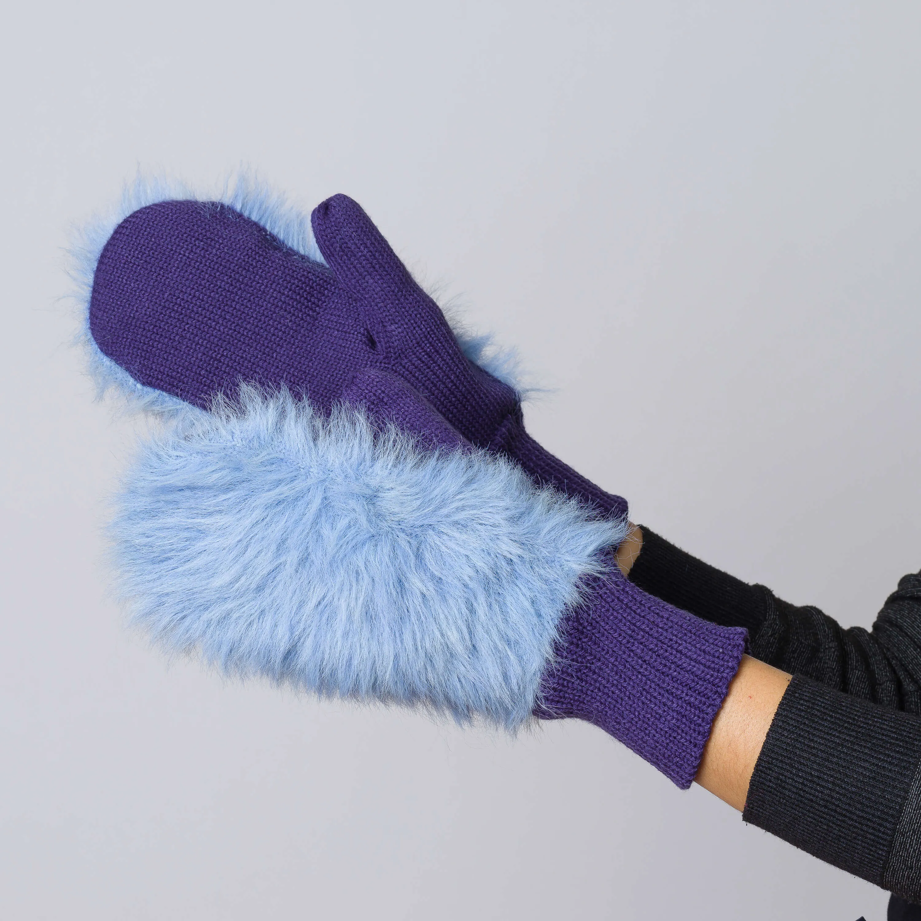 Faux Fur Knit Mittens