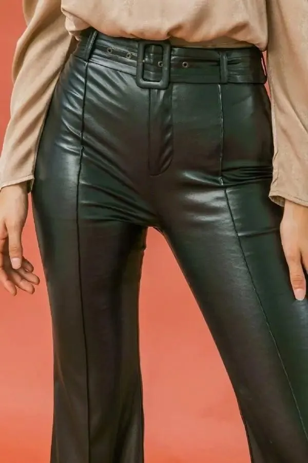 Faux Leather Bell Bottom Pants