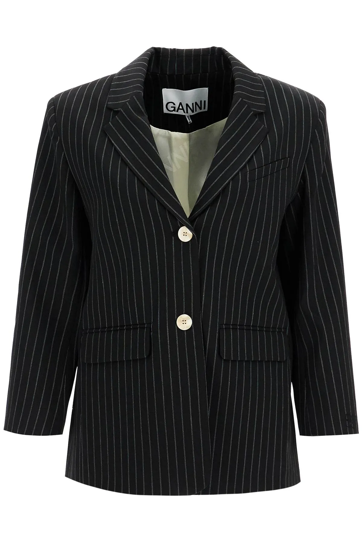 Ganni Striped Boxy Blazer