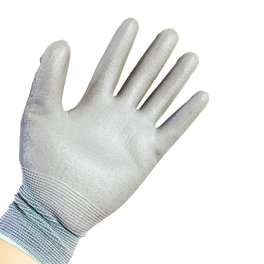 HYW 36 Pairs Gray 13 Gauge Nylon Machine Knit Polyurethane Palm Coating Glove