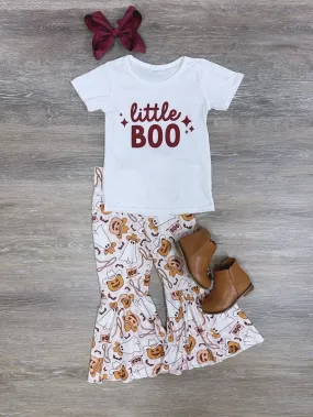 Little Boo Western Pumpkin Bell Bottom Girls Outfit