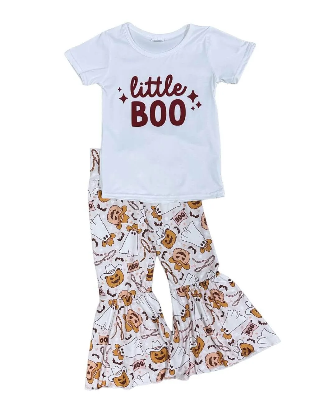 Little Boo Western Pumpkin Bell Bottom Girls Outfit