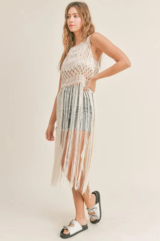 Main Stage Maven Knit Fringe Crochet Maxi Top