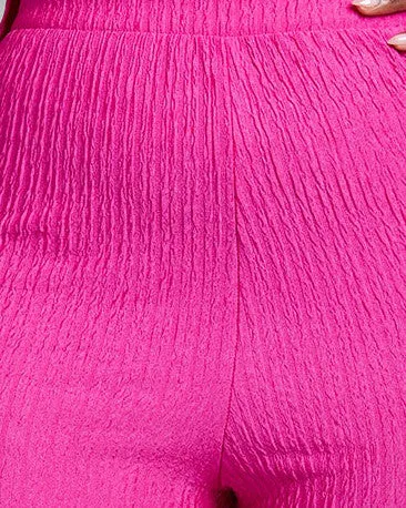 Mika Textured Bell Bottom Pants | Fuchsia