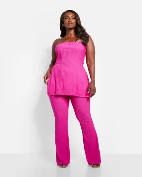 Mika Textured Bell Bottom Pants | Fuchsia