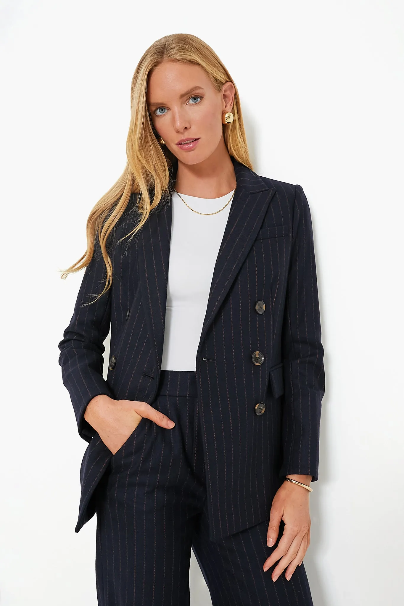 Navy Pinstripe Ellette Dickey Jacket