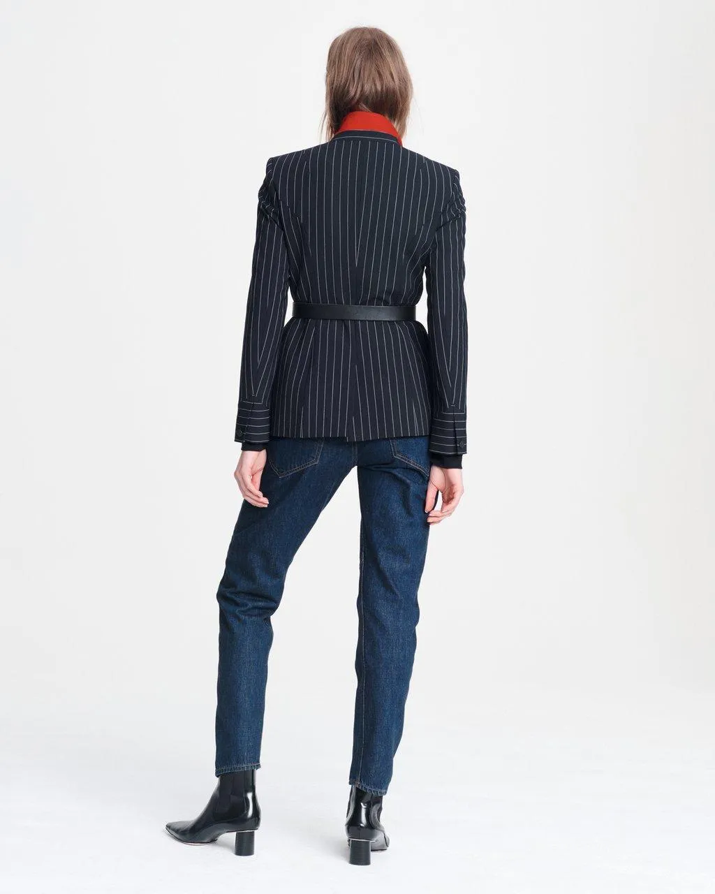 Owen Wool Striped Blazer - Navy