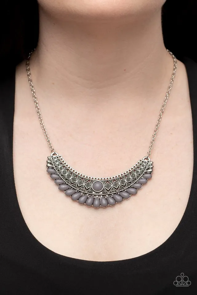 Paparazzi Necklace ~ Abundantly Aztec - Silver