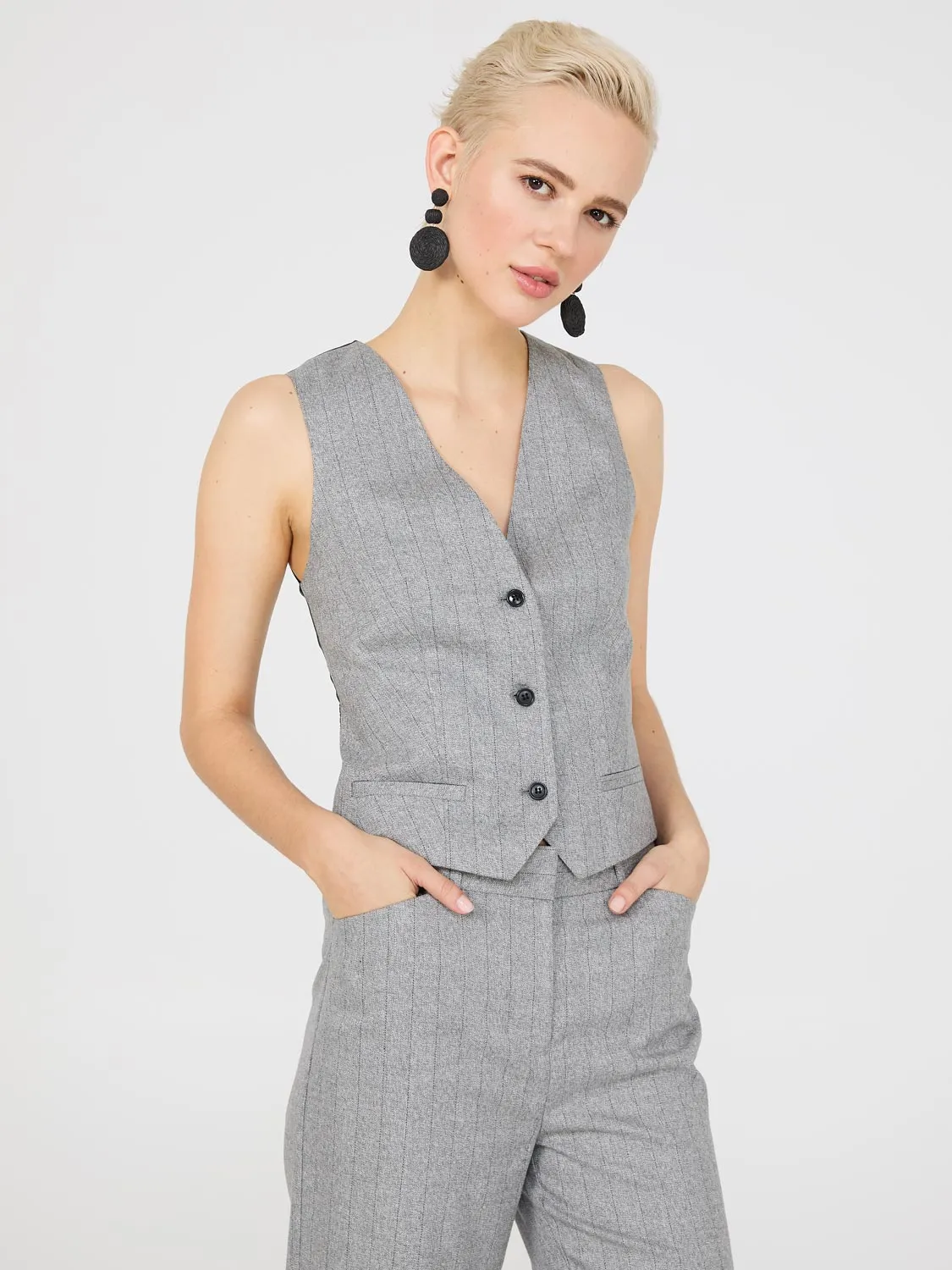 Pinstripe 3-Button Vest