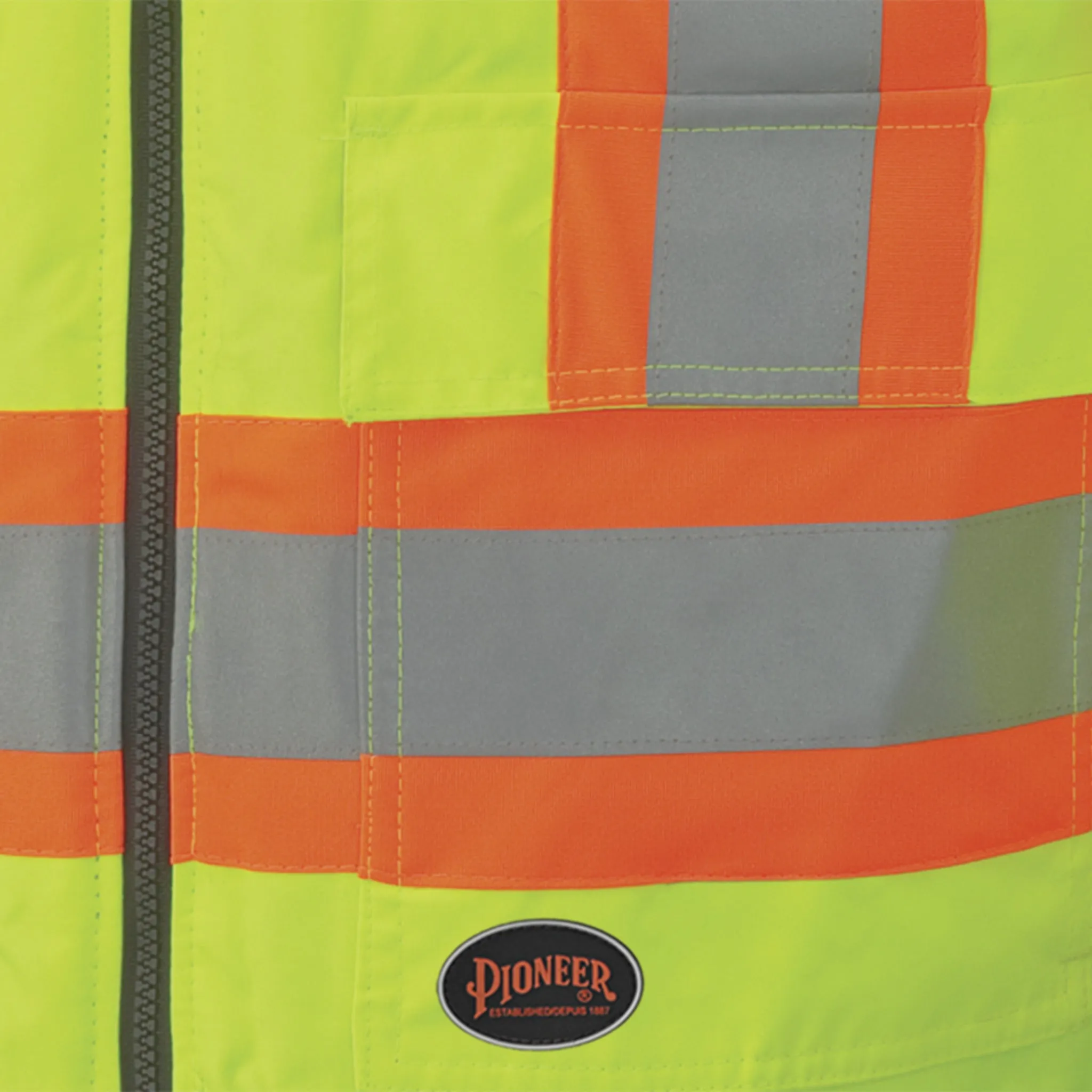 Pioneer Men's Hi Vis 6-in-1 Winter Work Bomber, CSA Certified, Reflective Stripes, Water & Windproof, 300D Poly, Versatile Safety | Sizes XS-5XL