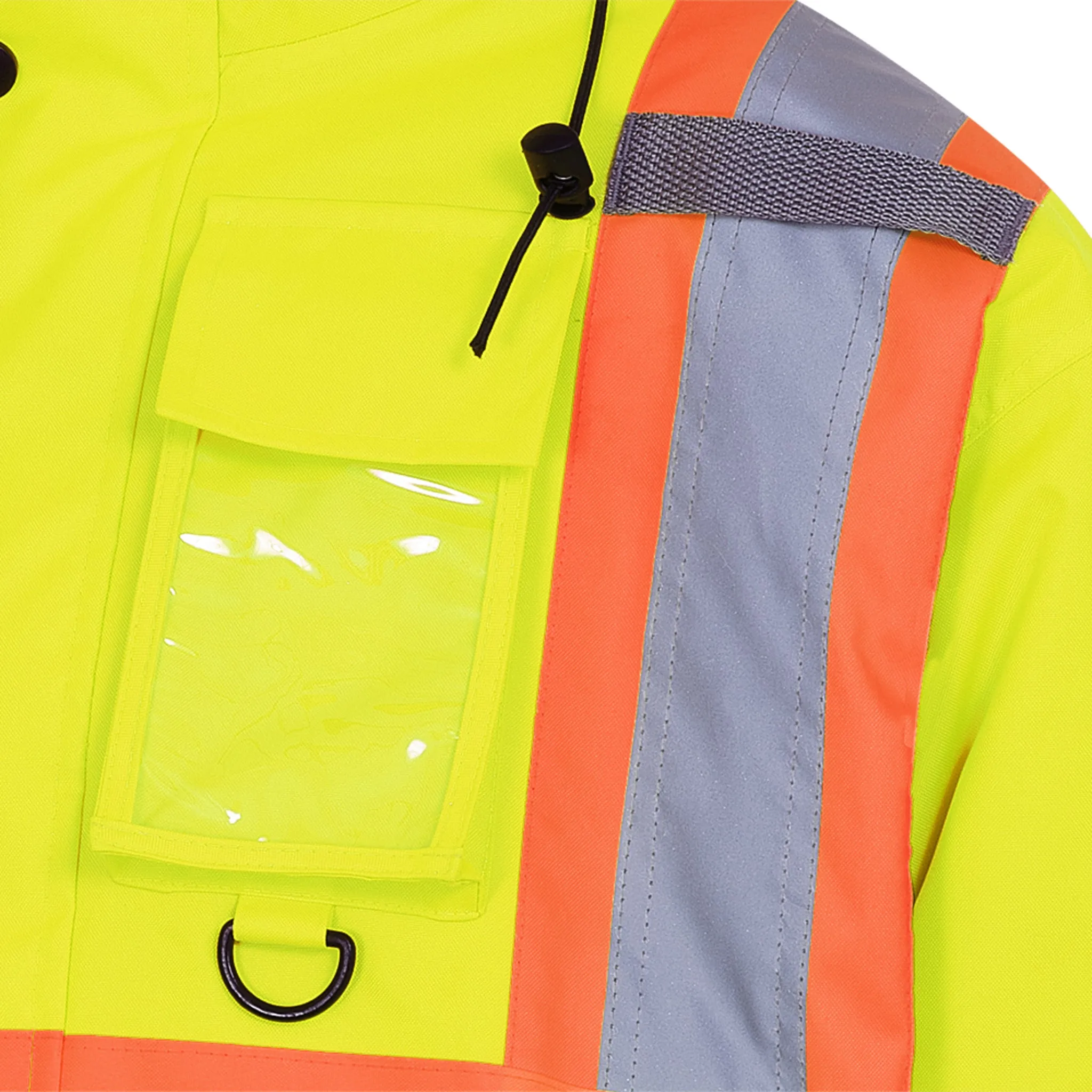 Pioneer Men's Hi-Vis Safety Bomber Jacket | CSA Quilted, Waterproof, Reflective, Durable, Poly Insulated | Windproof Workwear | Sizes S-5XL