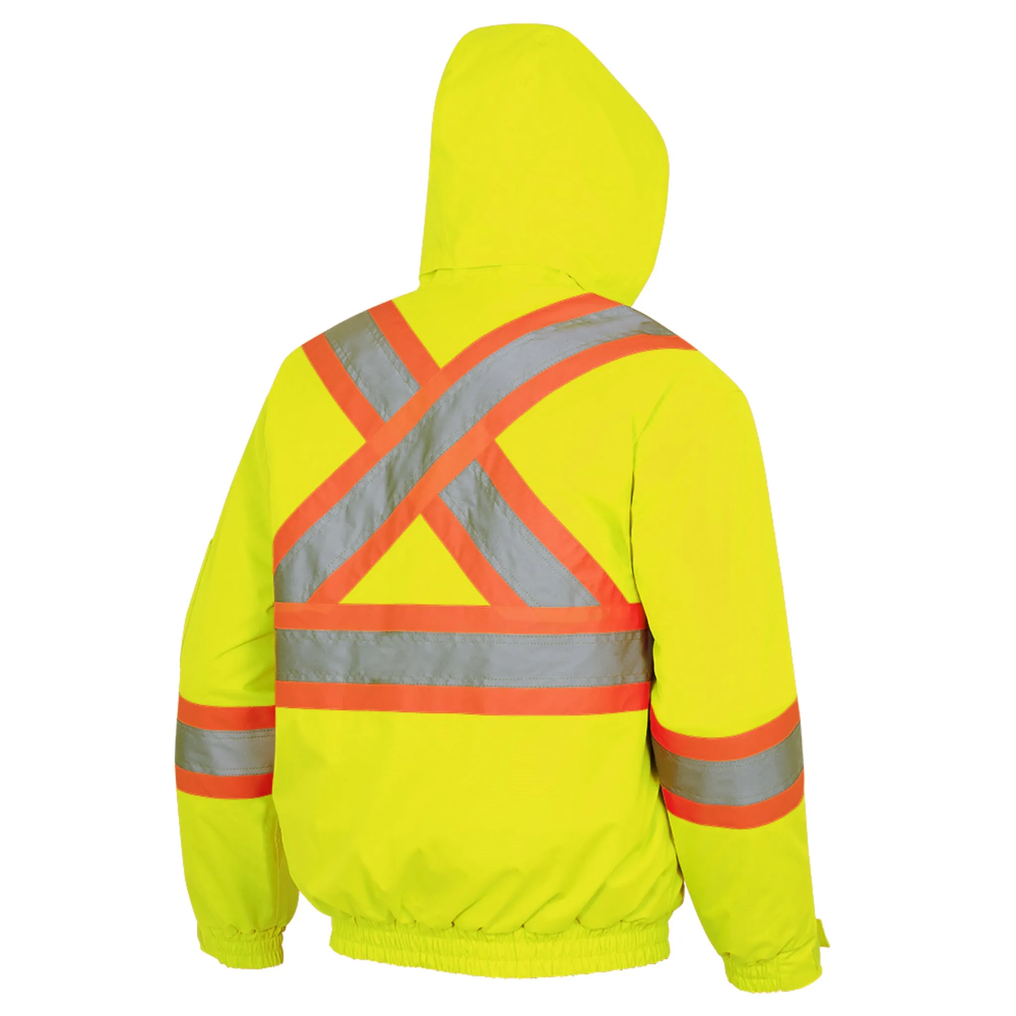 Pioneer Men's Hi-Vis Safety Bomber Jacket | CSA Quilted, Waterproof, Reflective, Durable, Poly Insulated | Windproof Workwear | Sizes S-5XL