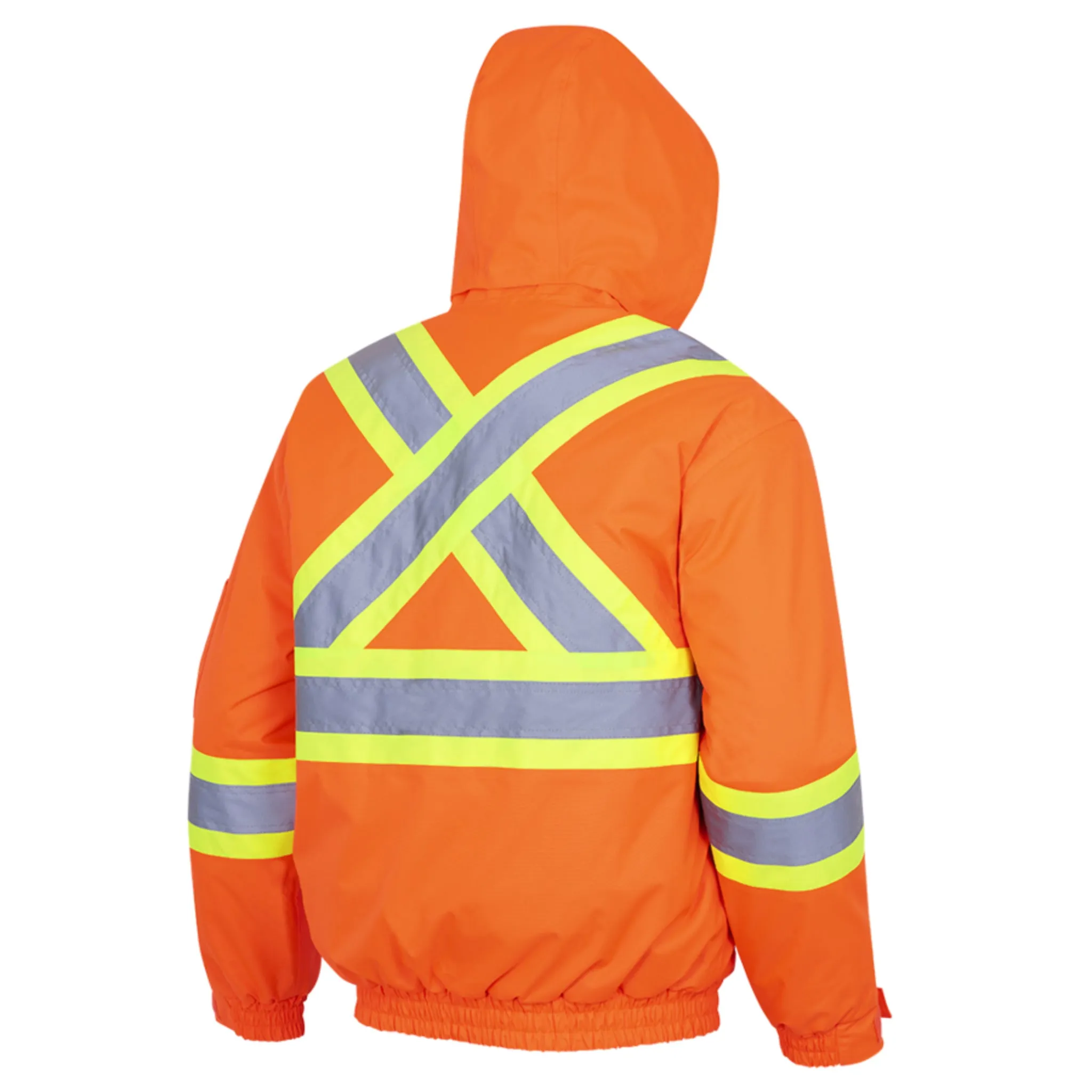 Pioneer Men's Hi-Vis Safety Bomber Jacket | CSA Quilted, Waterproof, Reflective, Durable, Poly Insulated | Windproof Workwear | Sizes S-5XL