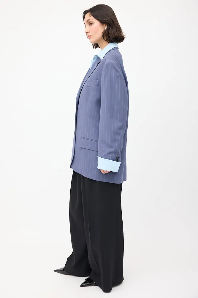 Purple Wool Pinstripe Blazer