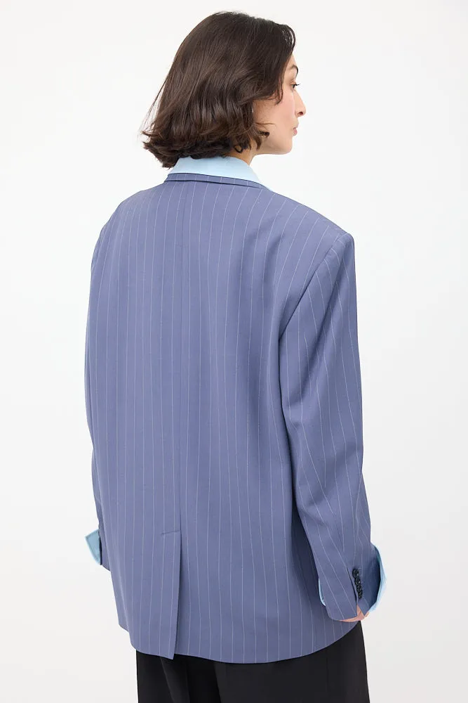 Purple Wool Pinstripe Blazer