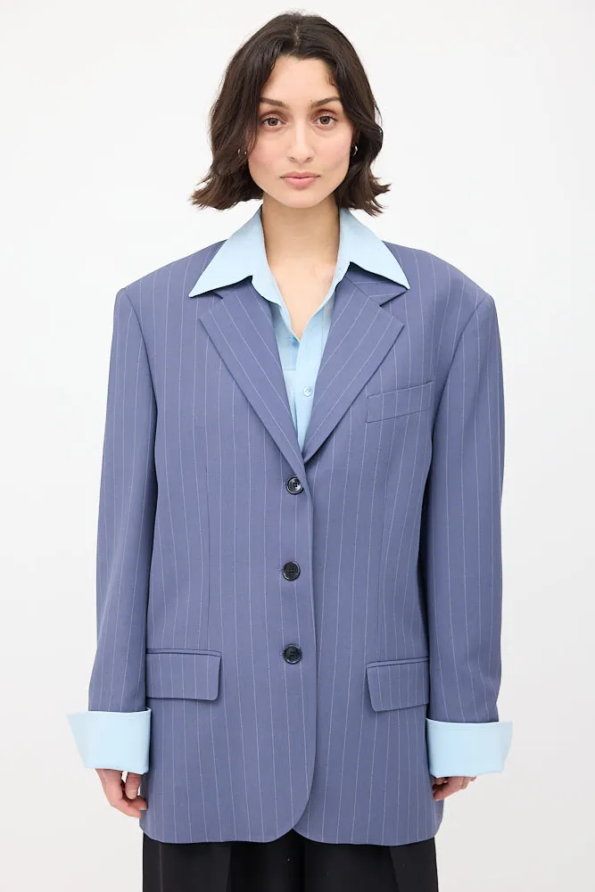 Purple Wool Pinstripe Blazer