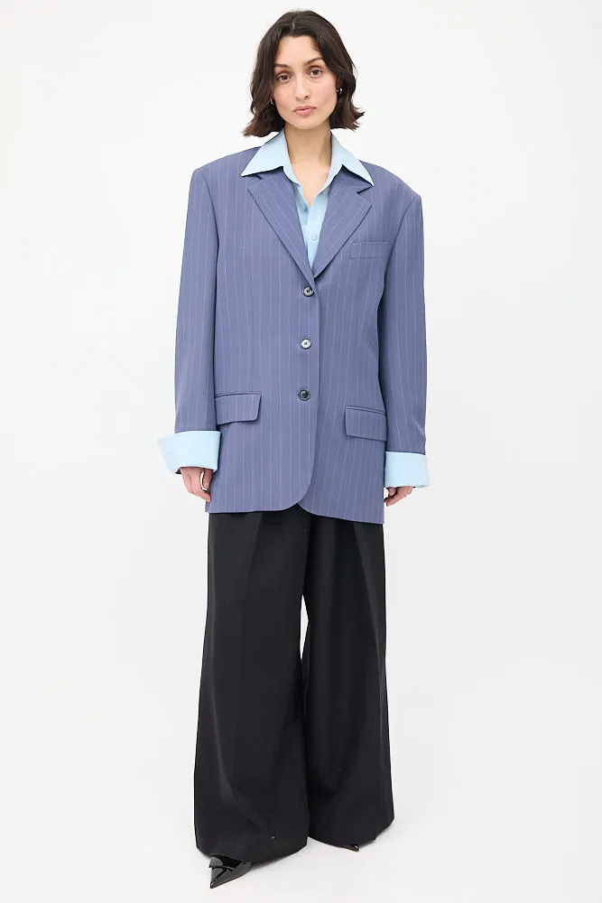 Purple Wool Pinstripe Blazer