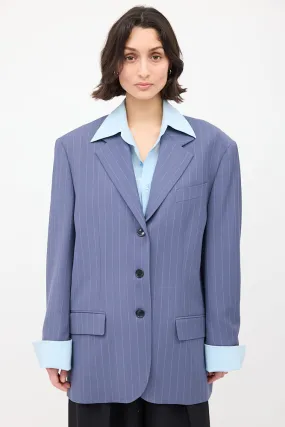 Purple Wool Pinstripe Blazer