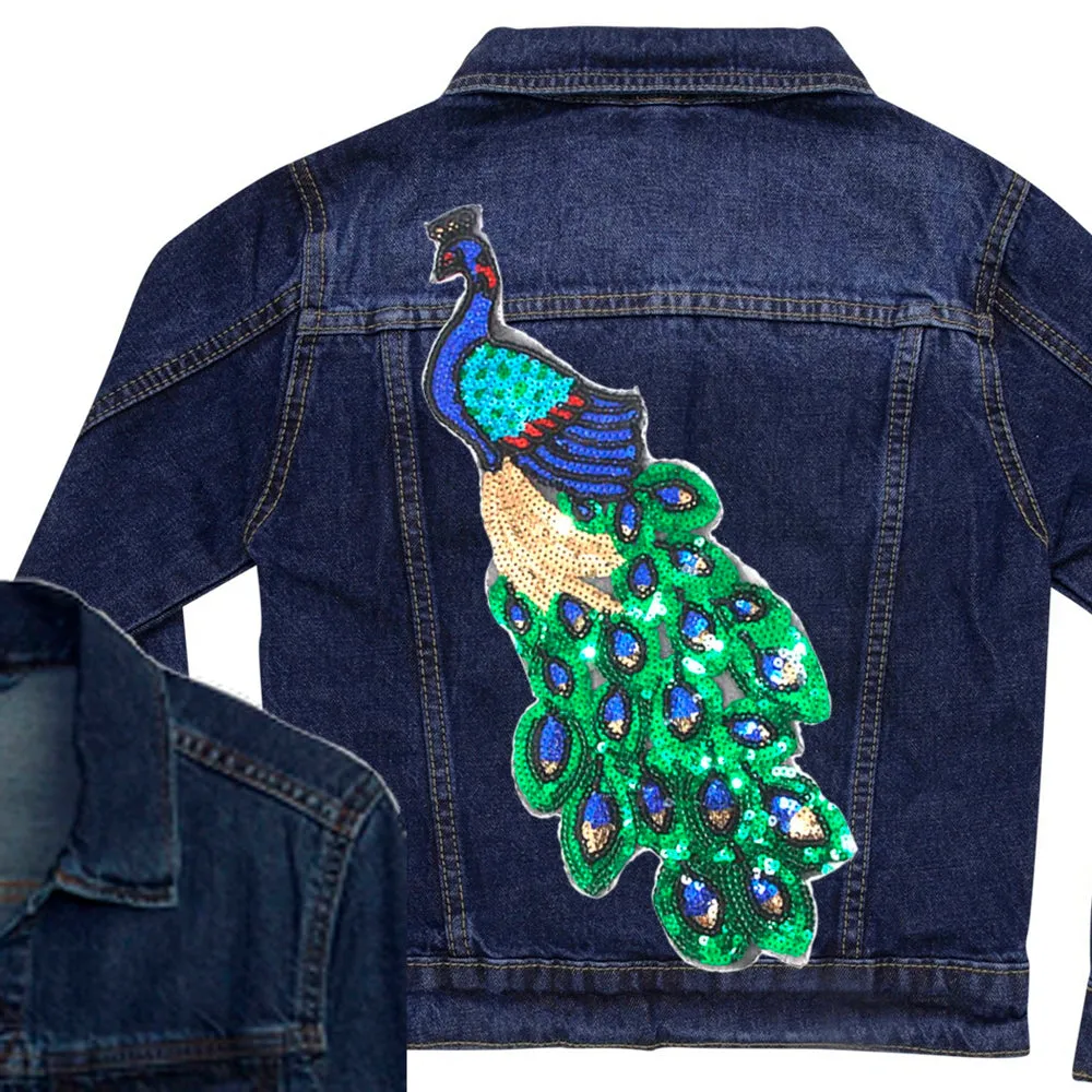 Sequin Peacock Denim Jacket