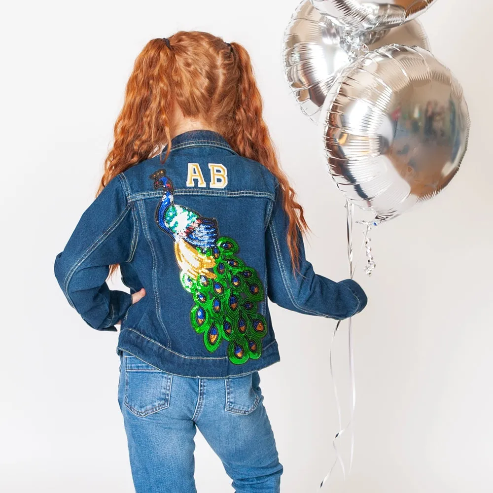 Sequin Peacock Denim Jacket