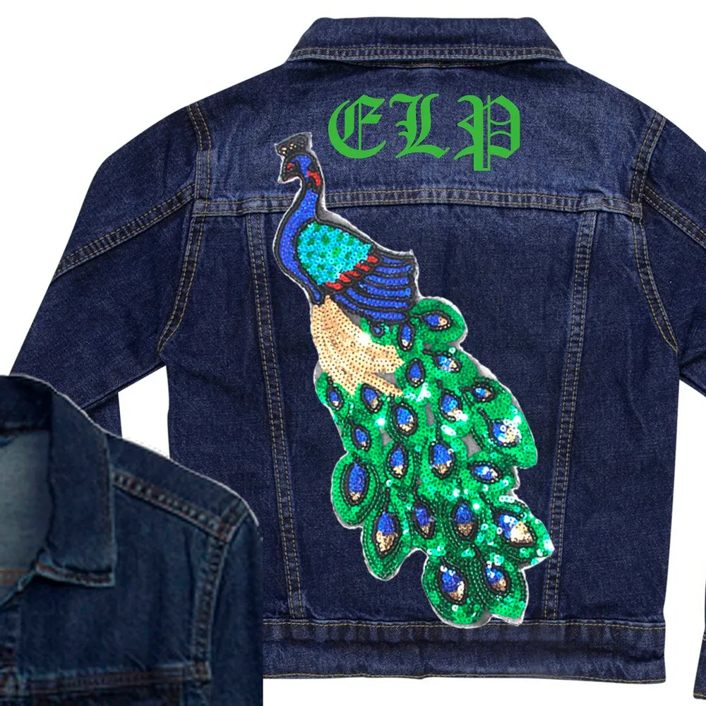 Sequin Peacock Denim Jacket