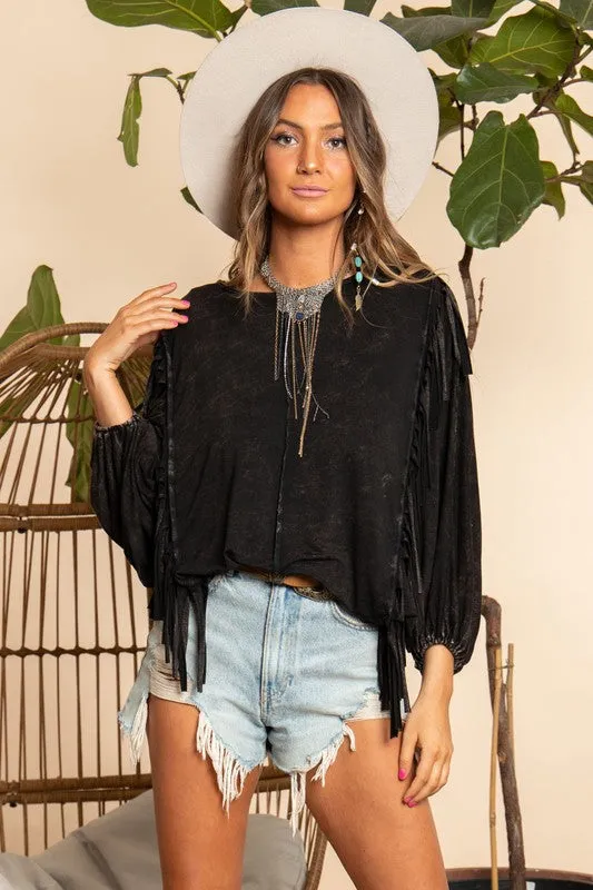 Shake it up Fringe Mineral Dyed Top