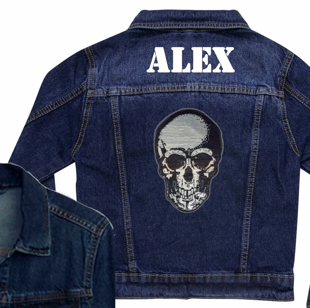 Silver Sequin Skull Denim Jacket