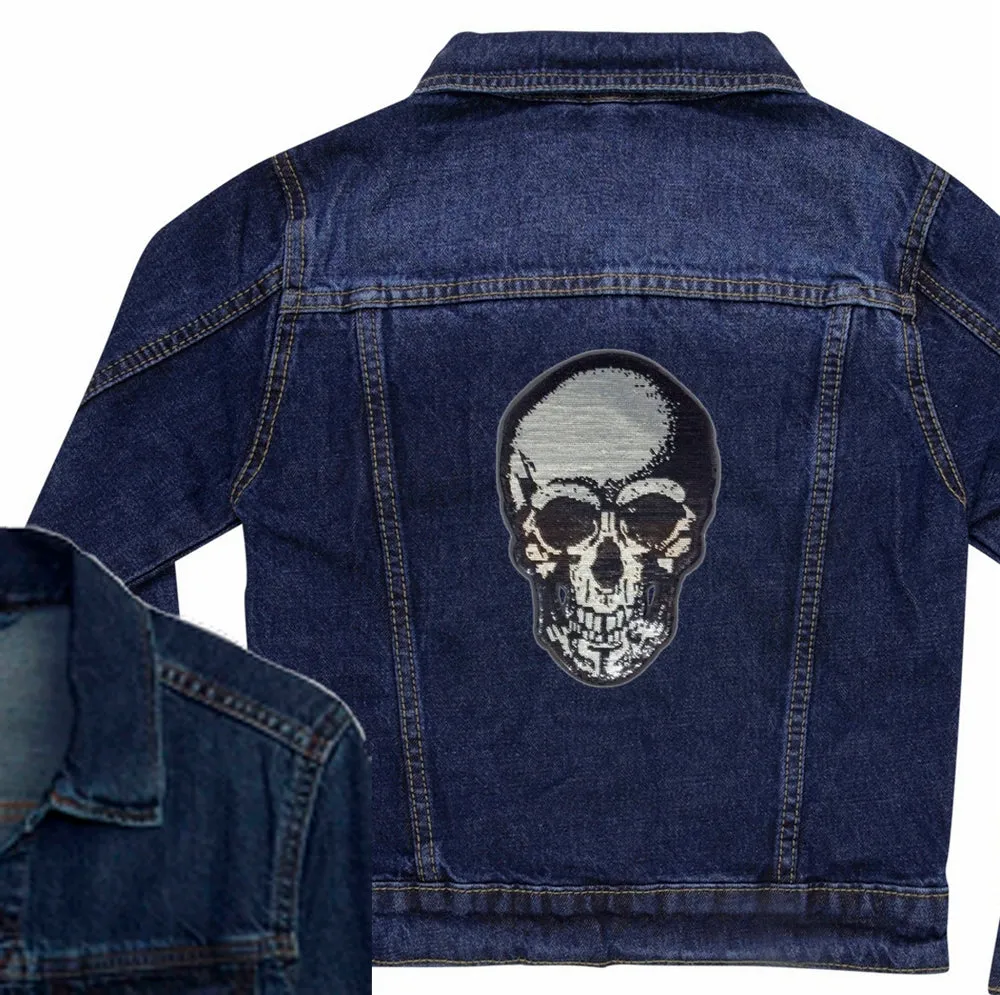 Silver Sequin Skull Denim Jacket